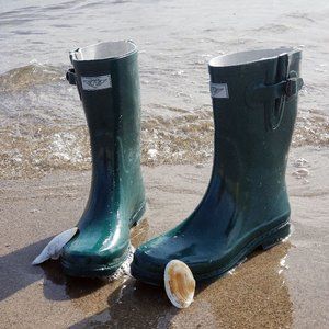 Women Mid Calf Rain Boots, #1602, Forest Green